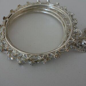 Beautiful 4 Bracelet Diameter 2.5" Silver & Clear White Beads Vintage